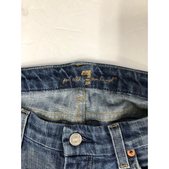 7 For All Mankind Womens 29x32 Blue Denim Jeans Bootcut Stretch - Picture 4 of 8